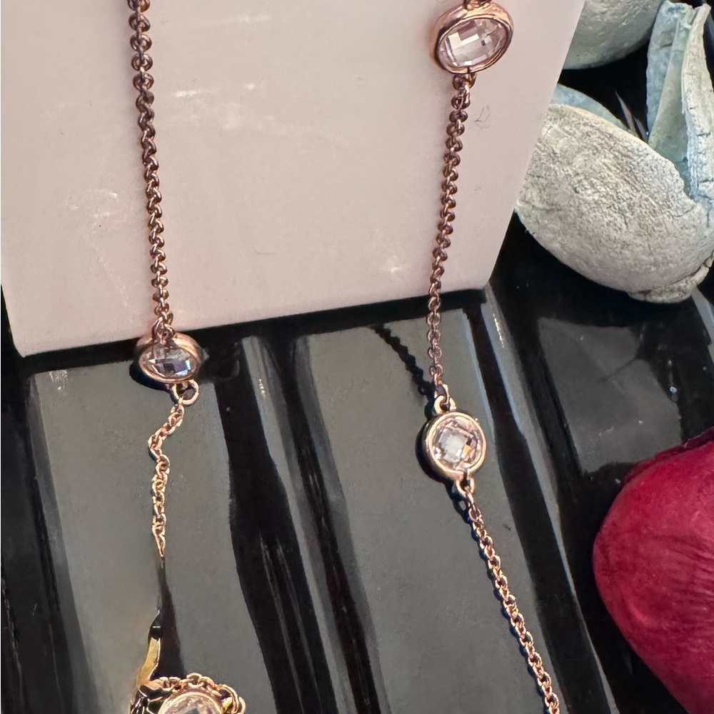 .925 Rose Gold plated Necklace with Crystal Accents - Picture 10 of 14
